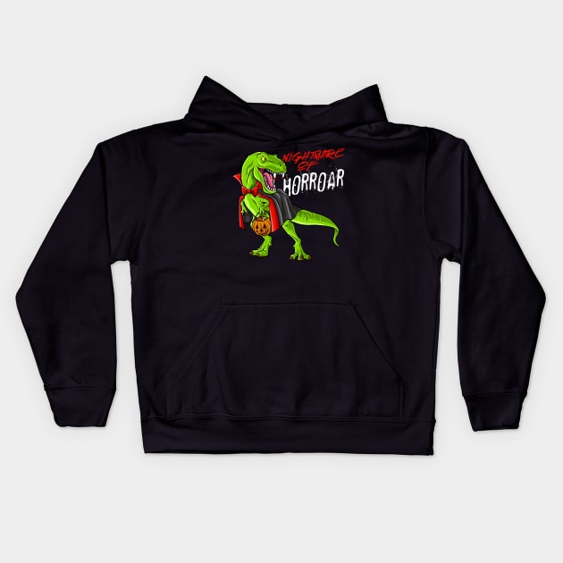 Vampire Lugosi Halloween T Rex Dinosaur Dracula Kids Hoodie by Juandamurai